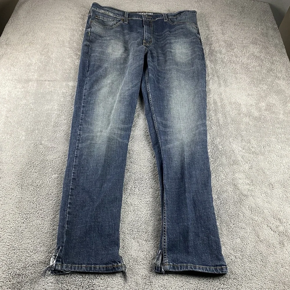 Signature Levis S37 Slim Jeans‎ Mens 38x32 Blue Medium Wash Denim Mid Rise